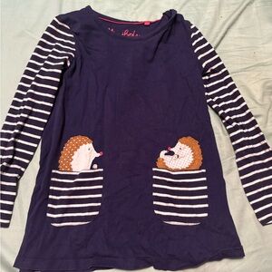 Mini Boden Navy Long Sleeve Hedgehog Tee